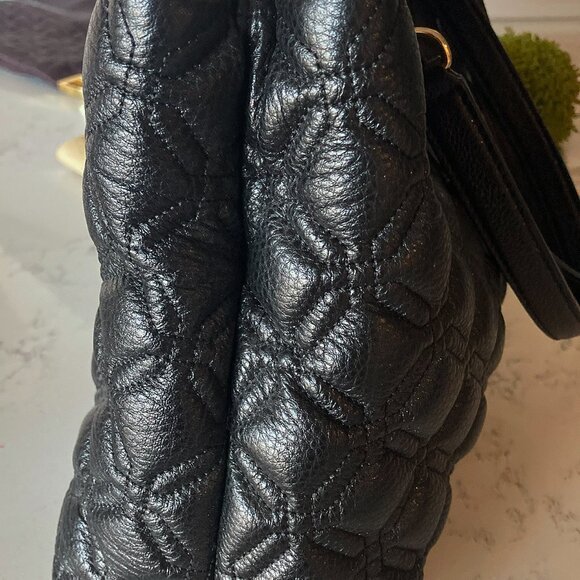 Kate Spade Astor Court Elena Black Diamond Quilted Leather Shoulder Tote Bag - Picture 7 of 10